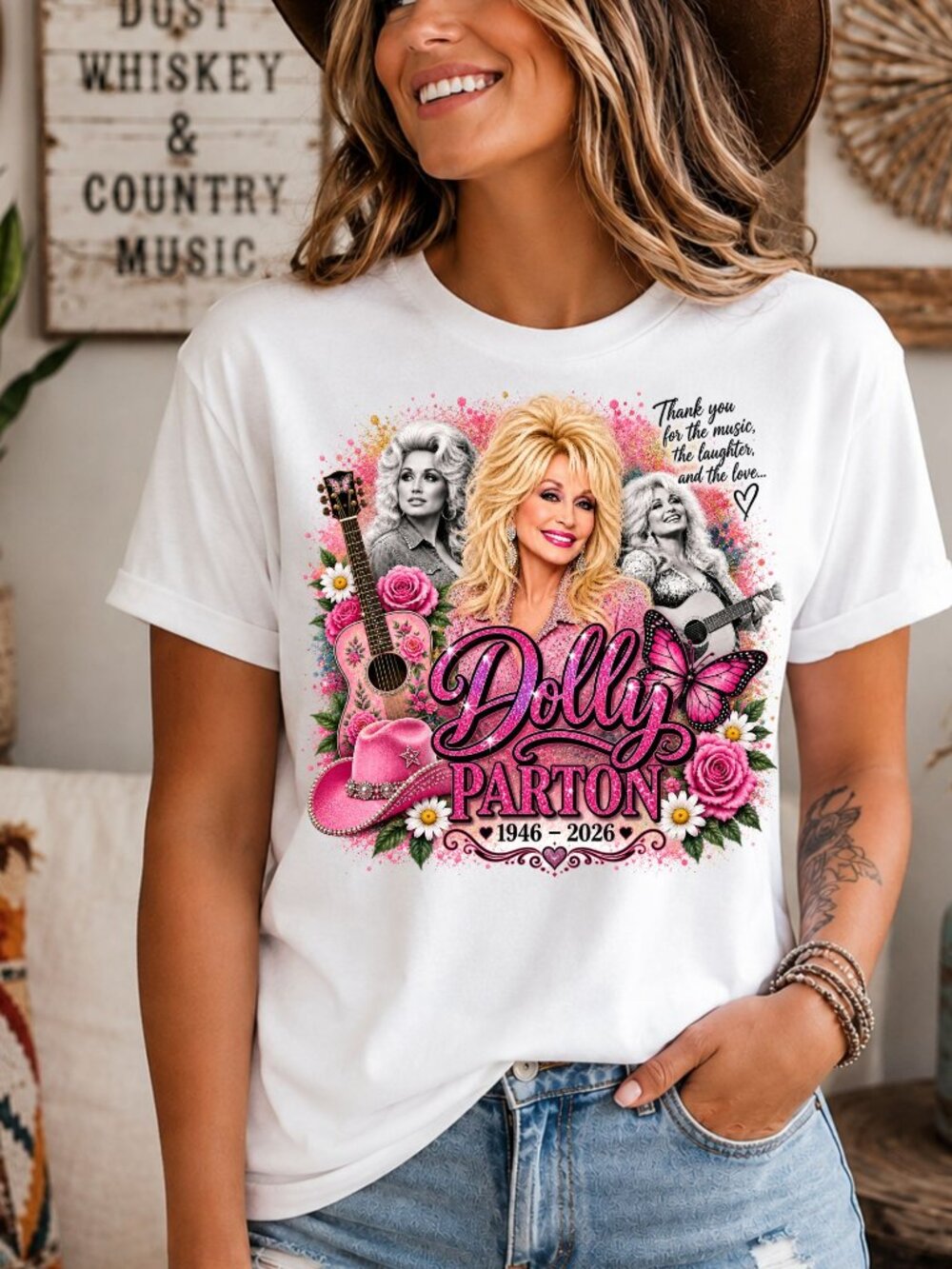 Dolly Parton Graphic Tee Country Music Legend Quote Short Sleeve White
